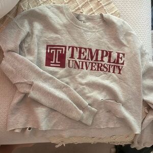 Temple University Oversized Ripped Sweatshirt